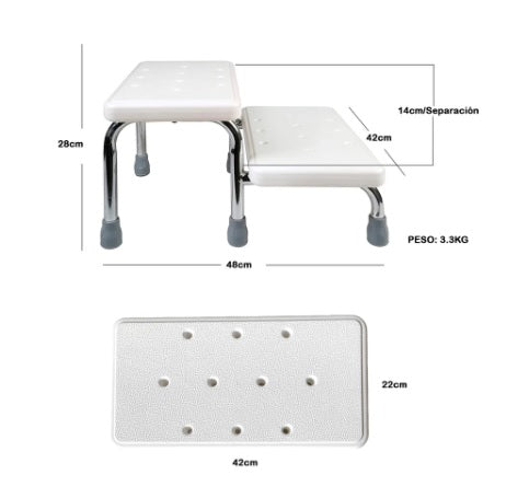 Escabel de Baño "Europa" Antideslizante - Peldaño de Acceso a Tina y Ducha
