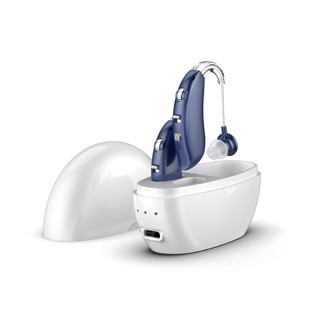 Kit Duo Audífonos BTE Recargables (Par) | Sonido Estéreo 360° & Estuche de Carga