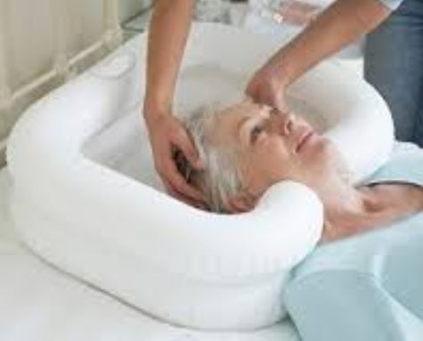 Lavapelo Portátil Inflable con Ducha y Desagüe - Kit de Higiene en Cama