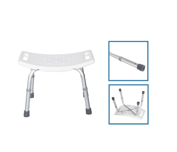 Silla Taburete de Ducha Ergonómico - Asiento Curvo y Altura Ajustable (Modelo 6001)