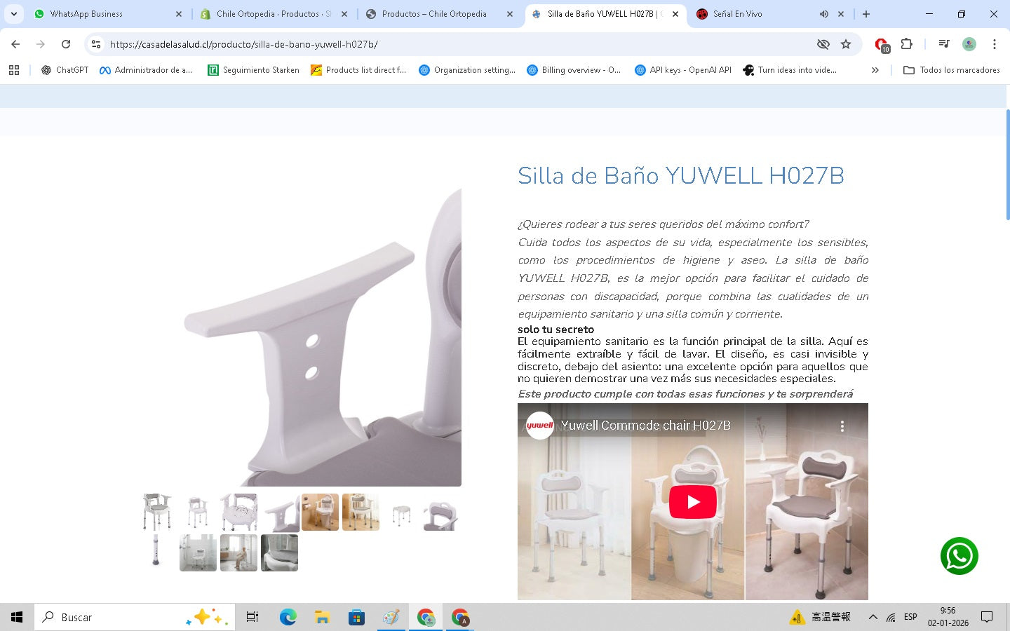 Silla de Baño y Ducha de Diseño Premium - Acolchada y Discreta (Yuwell H027B)