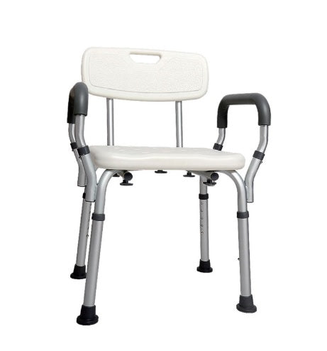 Silla de Ducha con Respaldo y Apoyabrazos Desmontables - Seguridad 360° (Modelo 6055)