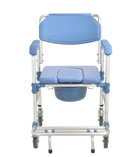 Silla de Ruedas para Ducha y WC Acolchada - Aluminio Inoxidable 4 en 1 (Modelo KDB697)