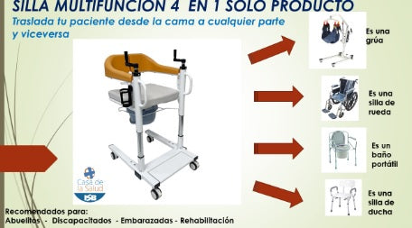 Silla de Transferencia Hidráulica Multifunción 4-en-1 | Grado Clínico Certificado (STM-01A)