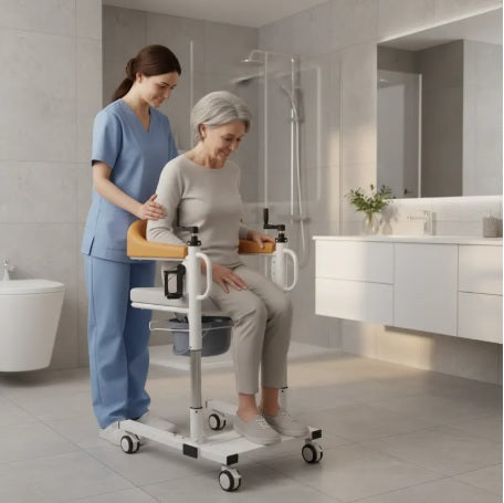 Silla de Transferencia Hidráulica Multifunción 4-en-1 | Grado Clínico Certificado (STM-01A)